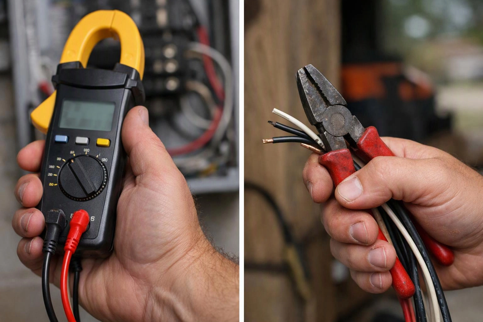 Photograph of a single hand reaching in from the frame edge in close-up documentary detail of tools, materials