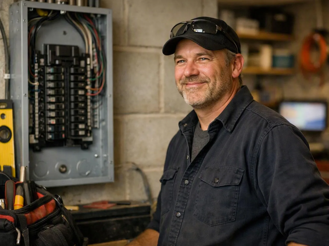 Breaker panel inspection in a small Churubusco shop