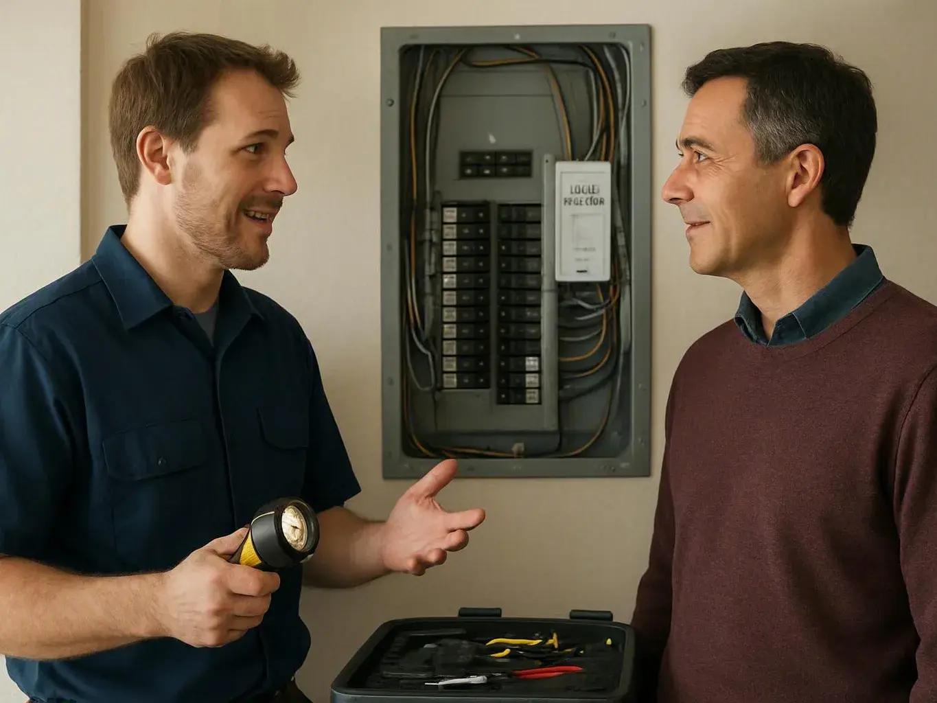 Electrician checking outdoor wiring after a summer storm — How Long Can a Fuse Box Replacement Take?